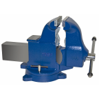 HEAVY-DUTY COMBINATION BENCH AND PIPE VICES WITH SWIVEL BASE.